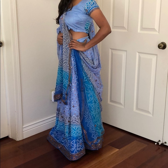 Dresses & Skirts - Beautiful blue hombre bandhani lengha